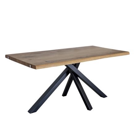 Tavolo in Rovere Nodato con Base in Metallo Made in Italy - Sebastiano Viadurini