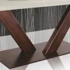 Tavolo in Rovere Placcato Bordo Foglia Squadrato e Metallo Made in Italy - Riad Viadurini