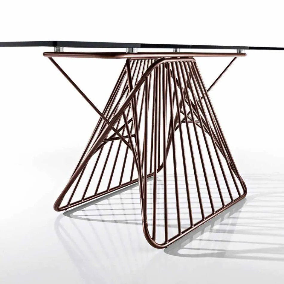 Tavolo in vetro temperato di design moderno fatto in Italia, Mitia Viadurini