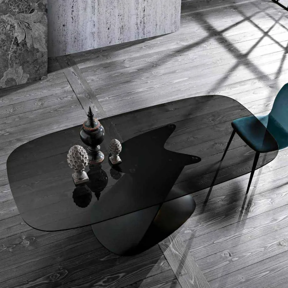 Tavolo in vetro temperato di moderno design prodotto in Italia, Clark Viadurini