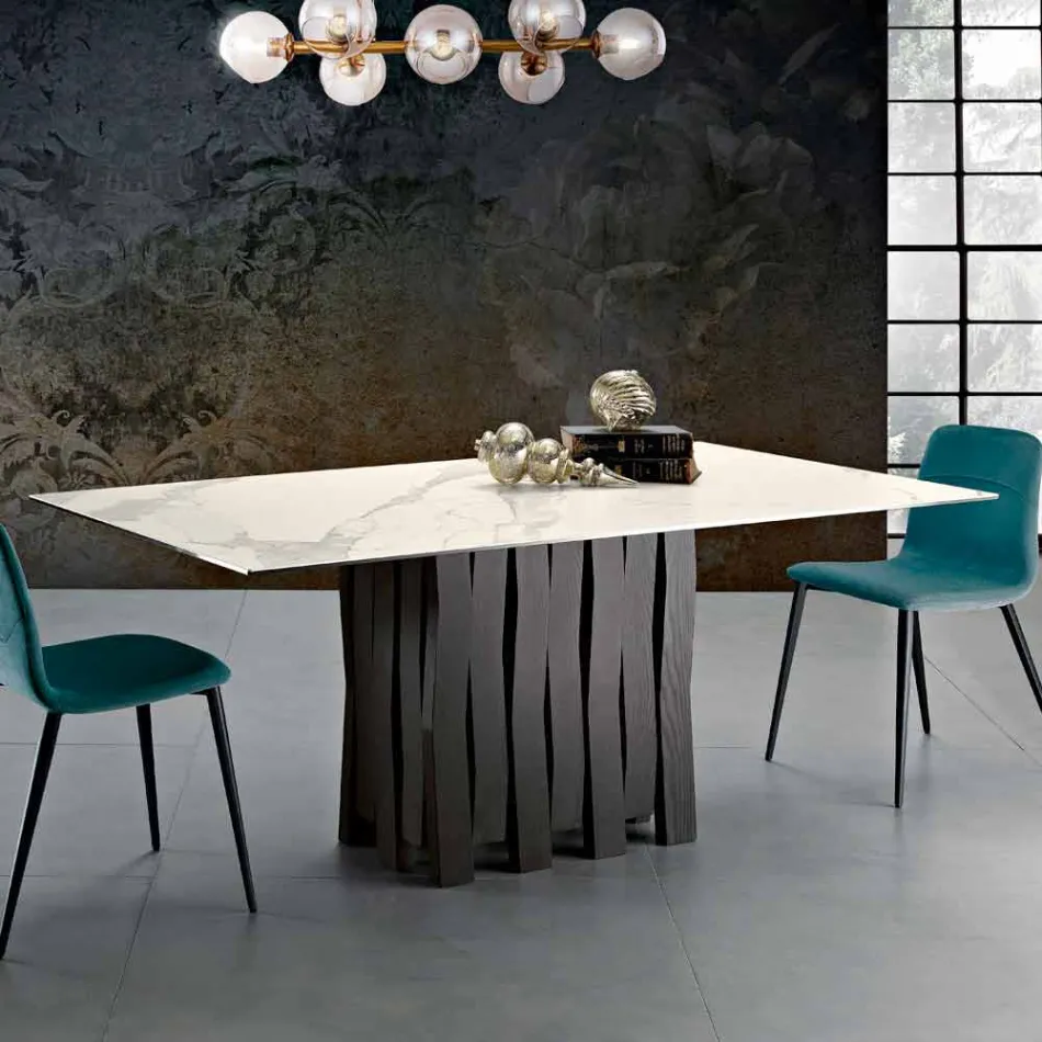Tavolo in vetroceramica di moderno design fatto in Italia, Egisto Viadurini