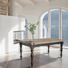 Tavolo Indoor Allungabile in Abete con Angoli Sagomati e Intarsi Made in Italy – Faramir Viadurini