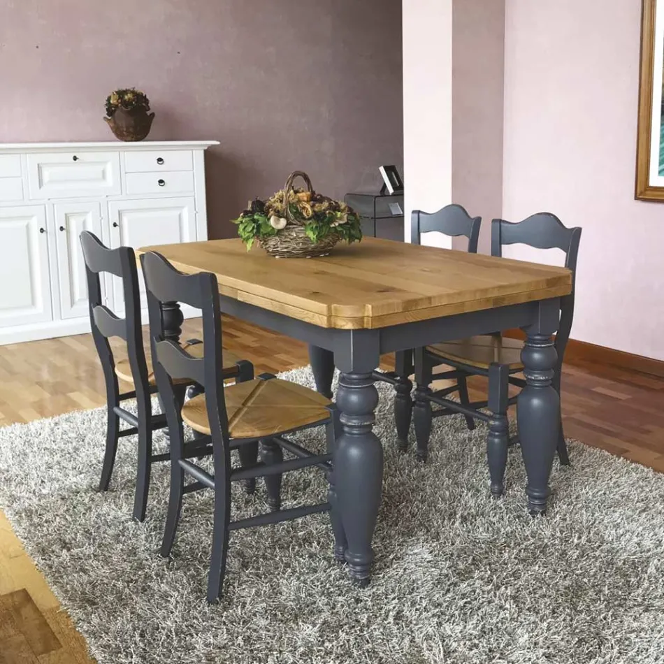 Tavolo Living Allungabile in Rovere con Angoli Sagomati Made in Italy – Rafael Viadurini