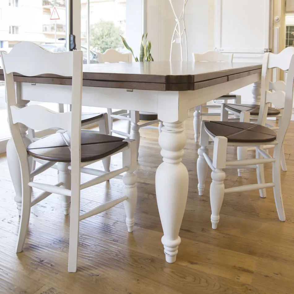 Tavolo Living Allungabile in Rovere con Angoli Sagomati Made in Italy – Rafael Viadurini