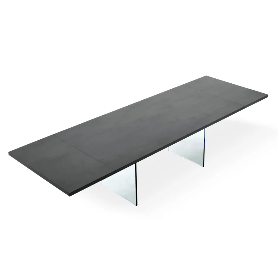Tavolo Moderno Allungabile a 300 cm in Laminato e Vetro Made in Italy – Strappo Viadurini