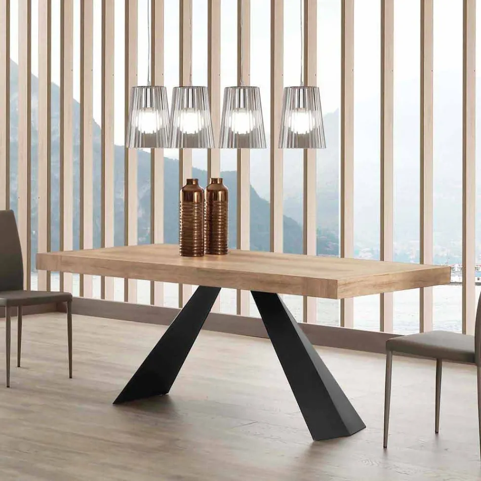 Tavolo Moderno Allungabile Fino a 260/280 cm in Legno e Metallo - Teramo Viadurini