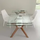 Tavolo moderno allungabile in acciaio inox e vetro temperato Kentucky Viadurini
