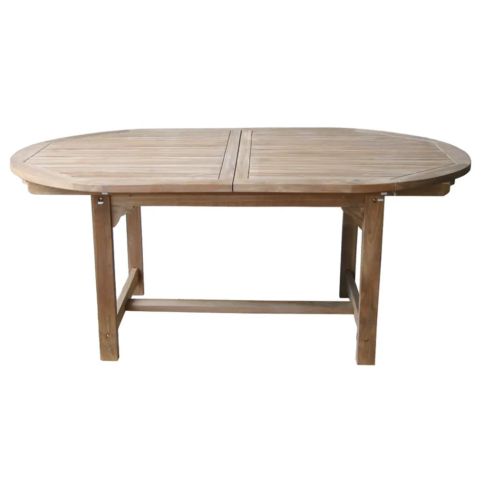 Tavolo Ovale Allungabile a 240 cm da Esterno Realizzato in Teak - Edera Viadurini
