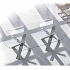 Tavolo ovale di design in cristallo 220x120cm made in Italy Tree Viadurini