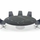 Tavolo Ovale Moderno in Marmo Carrara o Nero Marquinia Made in Italy – Dollars Viadurini