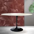 Tavolo Ovale Tulip Saarinen H 74 cm in Ceramica Florim Calacatta Gold Opaco - Scarlet