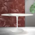 Tavolo Ovale Tulip Saarinen H 74 cm in Ceramica Florim Statuario Opaco - Scarlet