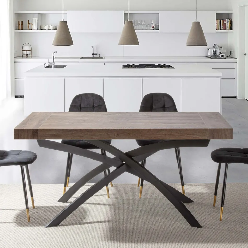 Tavolo per Sala da Pranzo in Legno Nobilitato Allungabile Fino a 280 cm - Lukas Viadurini