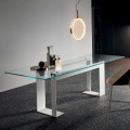 Tavolo Piano in Vetro Extrachiaro e Gambe Metallo, Qualità Made in Italy - Speck