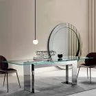 Tavolo Piano in Vetro Extrachiaro e Gambe Metallo 3 Finiture 4 Misure - Speck Viadurini