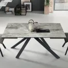 Tavolo Pranzo Allungabile a 240 cm Effetto Marmo e Struttura Metallo - Yvan Viadurini