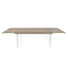Tavolo Pranzo Allungabile a 255 cm in Plexiglass e Legno Made in Italy - Francoise Viadurini