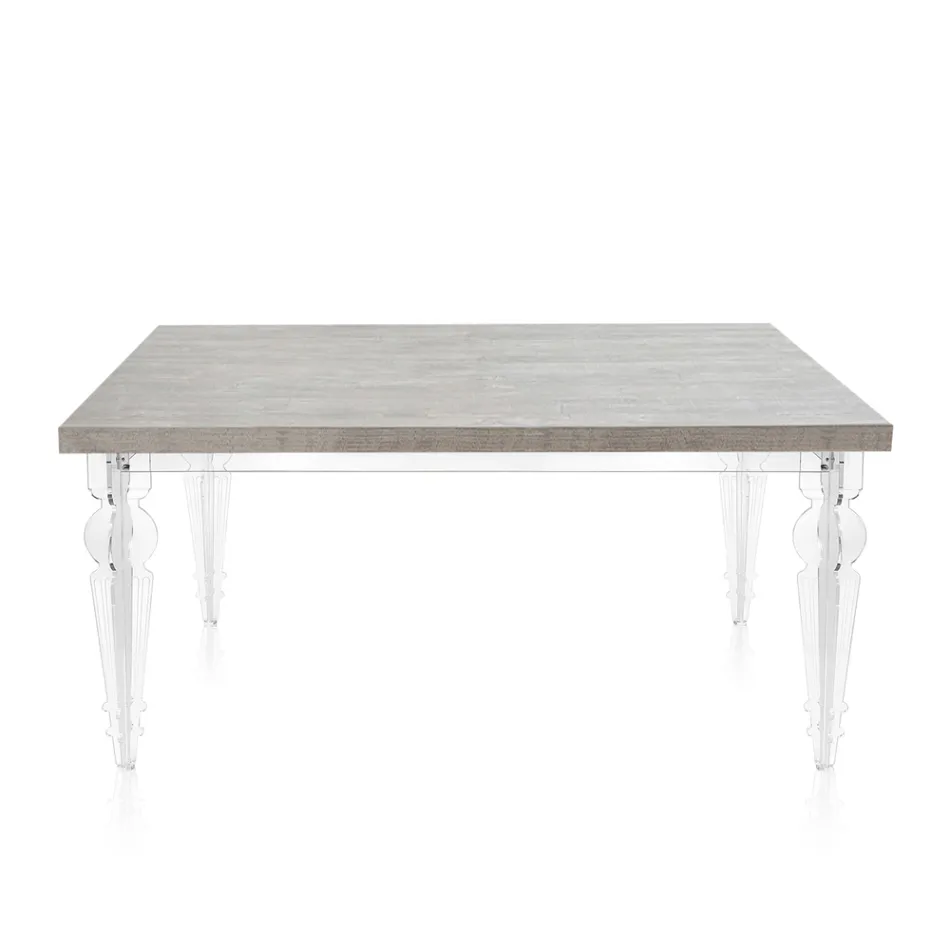Tavolo Pranzo Allungabile a 255 cm in Plexiglass e Legno Made in Italy - Francoise Viadurini