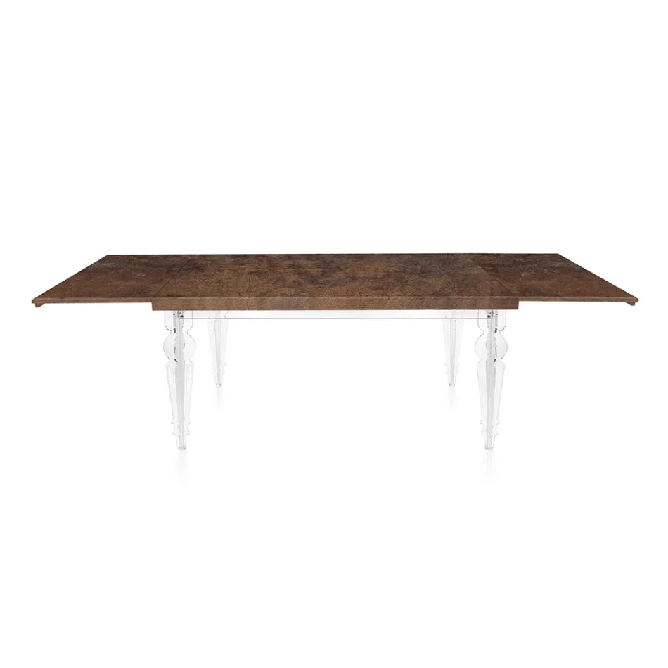 Tavolo Pranzo Allungabile a 255 cm in Plexiglass e Legno Made in Italy - Francoise Viadurini