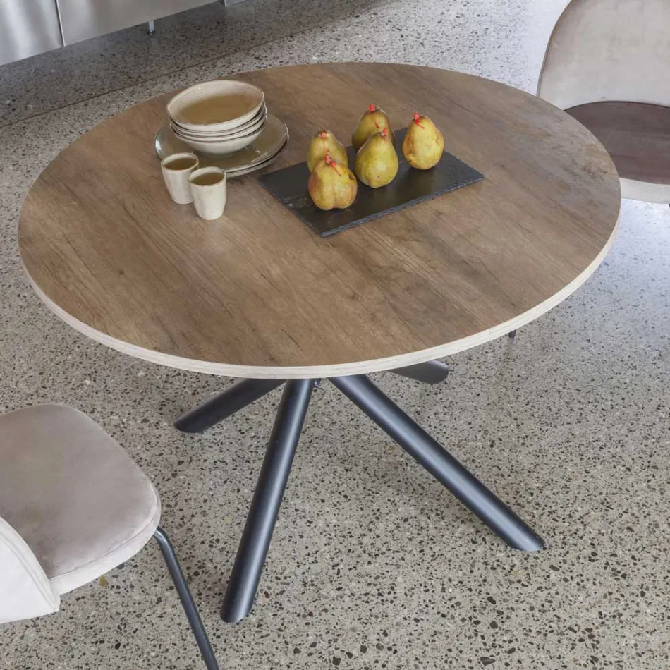 Tavolo Pranzo Allungabile Fino 165 cm in Acciaio e Legno Nobilitato - Veneto Viadurini