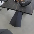 Tavolo Pranzo Allungabile Fino 270 cm con Piano Vetro Ceramica - Trasimeno Viadurini