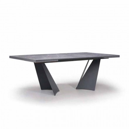 Tavolo Pranzo Allungabile Fino a 294 cm in Gres e Metallo Made in Italy - Nuzzio Viadurini
