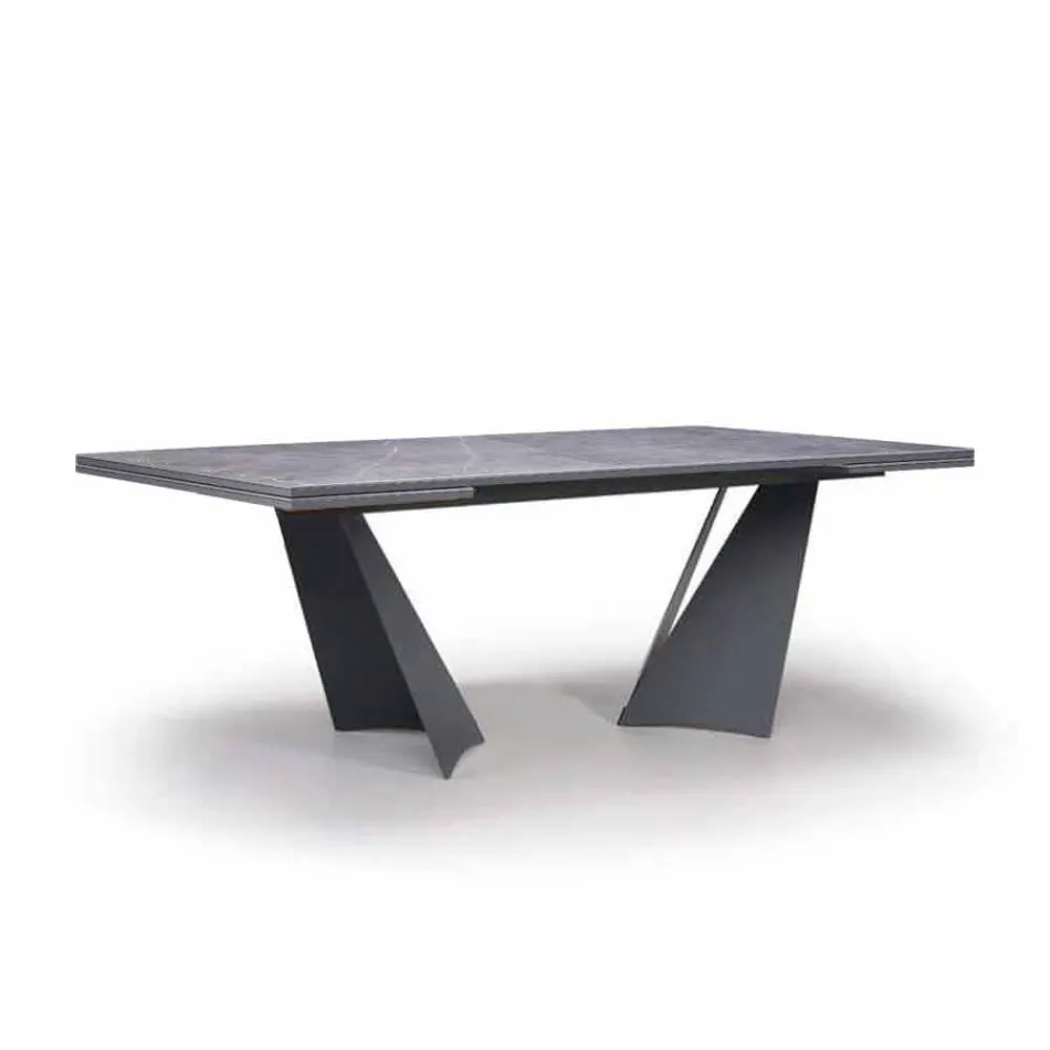 Tavolo Pranzo Allungabile Fino a 294 cm in Gres e Metallo Made in Italy - Nuzzio Viadurini