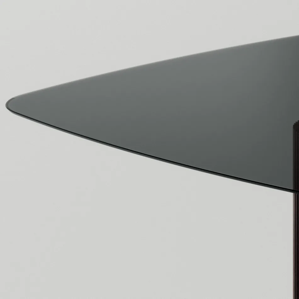 Tavolo Pranzo con Piano Quadrato in Vetro e Base in Legno Made in Italy - Kuadro Viadurini