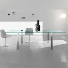 Tavolo Pranzo in Vetro Trasparente e Metallo Vari Colori 5 Misure - Aschio Viadurini