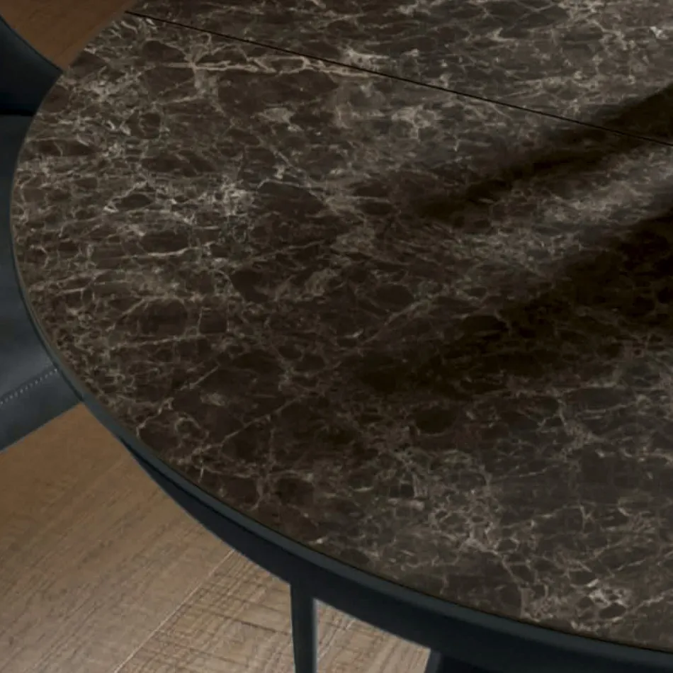 Tavolo Pranzo Rotondo con Piano Allungabile a 180 cm Made in Italy - Muschio Viadurini