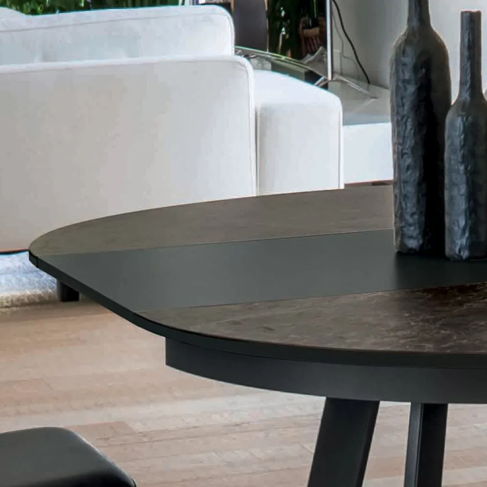 Tavolo Pranzo Tondo Allungabile a 270 cm in Ceramica Made in Italy - Muschio Viadurini
