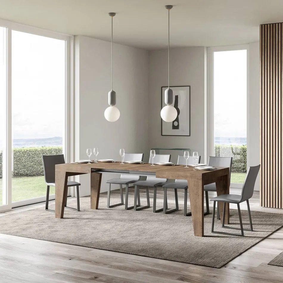 Tavolo Quadrato Allungabile a 440 cm in Legno Made in Italy - Fiore Viadurini