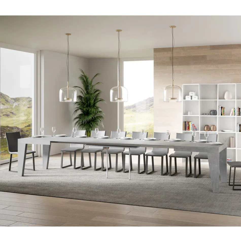 Tavolo Quadrato Allungabile a 440 cm in Legno Made in Italy - Fiore Viadurini