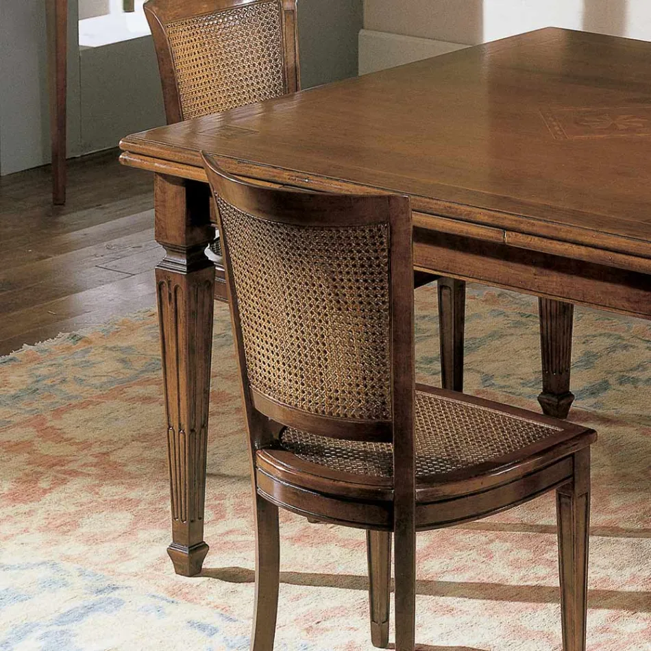 Tavolo Rettangolare con 4 Sedie in Legno Made in Italy - Angelite Viadurini