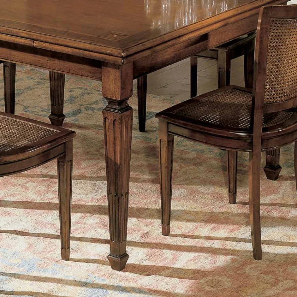 Tavolo Rettangolare con 4 Sedie in Legno Made in Italy - Angelite Viadurini