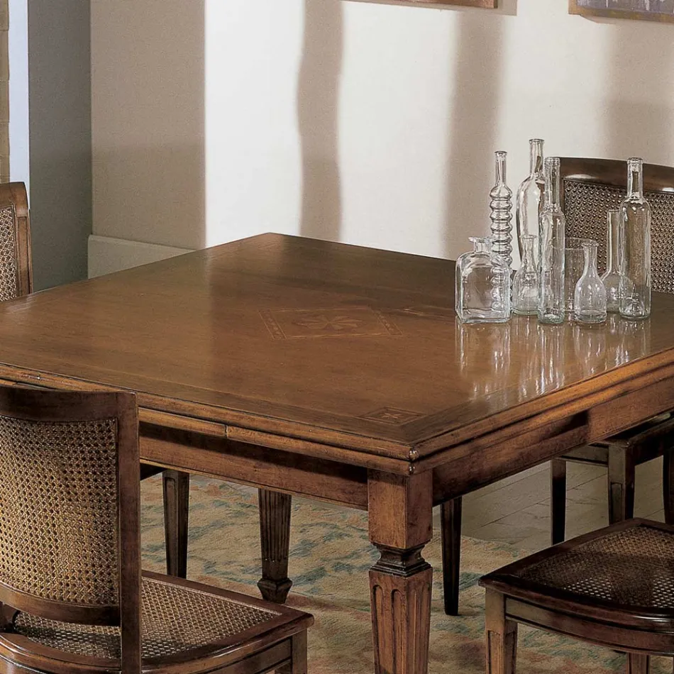 Tavolo Rettangolare con 4 Sedie in Legno Made in Italy - Angelite Viadurini