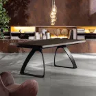 Tavolo Rettangolare con Piano in Rovere Impiallacciato e Base in Alluminio - Logan Viadurini