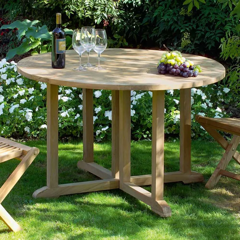 Tavolo Richiudibile da Giardino in Teak – Yggdrasil Viadurini