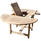 Tavolo Rotondo Allungabile a 170 cm da Esterno Realizzato in Teak - Armonia Viadurini