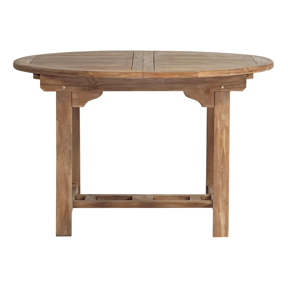 Tavolo Rotondo Allungabile a 170 cm da Esterno Realizzato in Teak - Armonia Viadurini