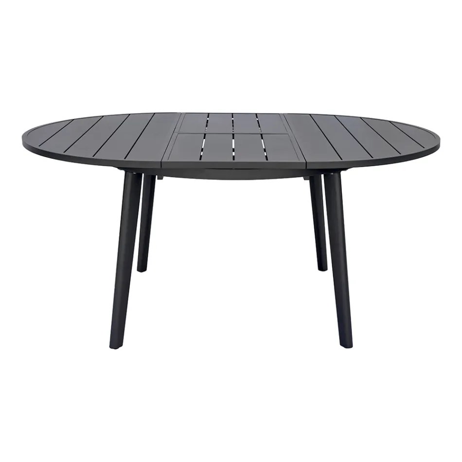 Tavolo Rotondo Allungabile a 170 cm in Alluminio Antracite - Rivara Viadurini