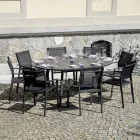 Tavolo Rotondo Allungabile a 170 cm in Alluminio Antracite - Rivara Viadurini