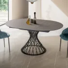 Tavolo Rotondo Allungabile a 170 cm in Metallo e HPL - Sorriso Viadurini