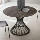 Tavolo Rotondo Allungabile a 170 cm in Metallo e HPL - Sorriso Viadurini