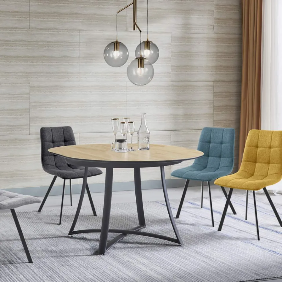 Tavolo Rotondo Allungabile con Piano in MDF Rivestito in Laminato - Puglia Viadurini