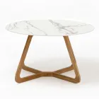 Tavolo Rotondo da Esterno in Ceramica Calacatta Oro Made in Italy - Pegaso Viadurini