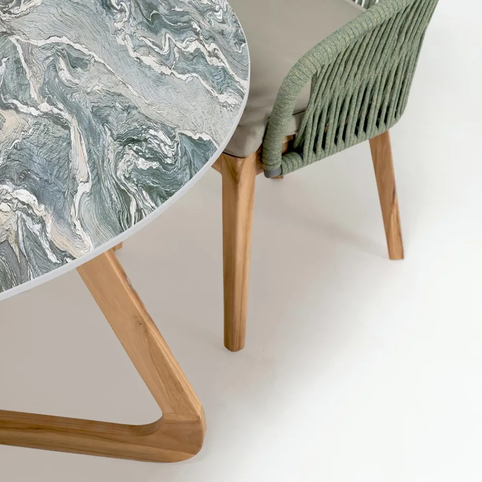 Tavolo Rotondo da Esterno in Ceramica Iconic Ciprus Made in Italy - Pegaso Viadurini