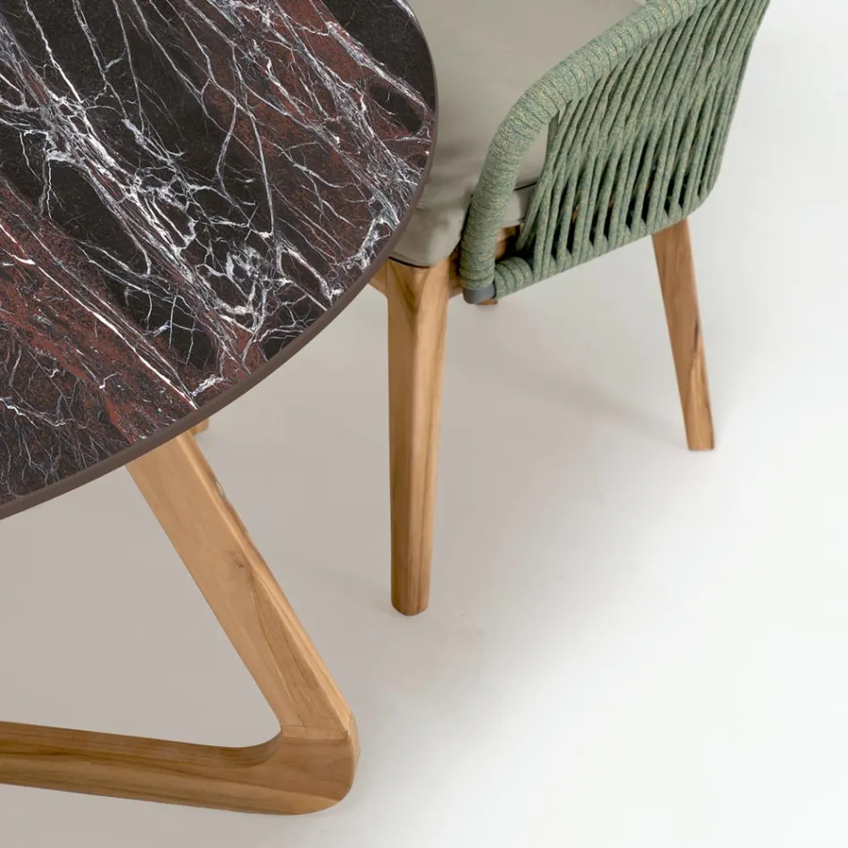 Tavolo Rotondo da Esterno in Ceramica Rosso Domus Made in Italy - Pegaso Viadurini