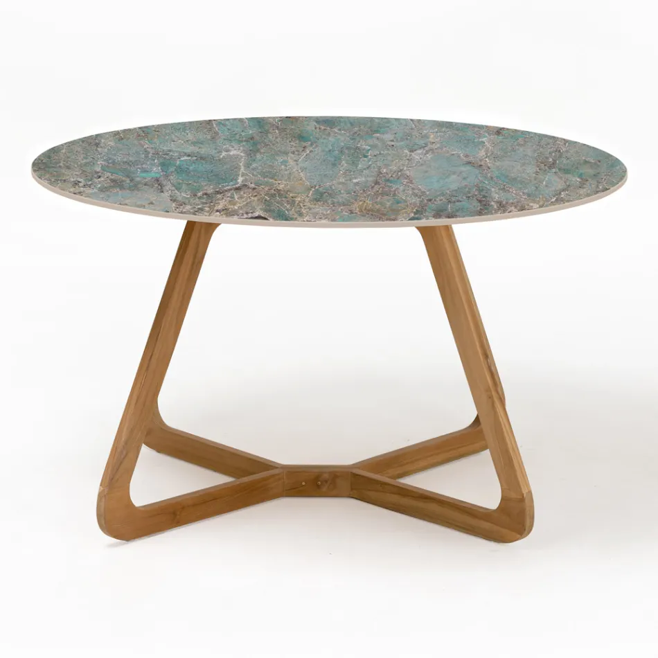 Tavolo Rotondo da Esterno in Ceramica Santos Made in Italy - Pegaso Viadurini