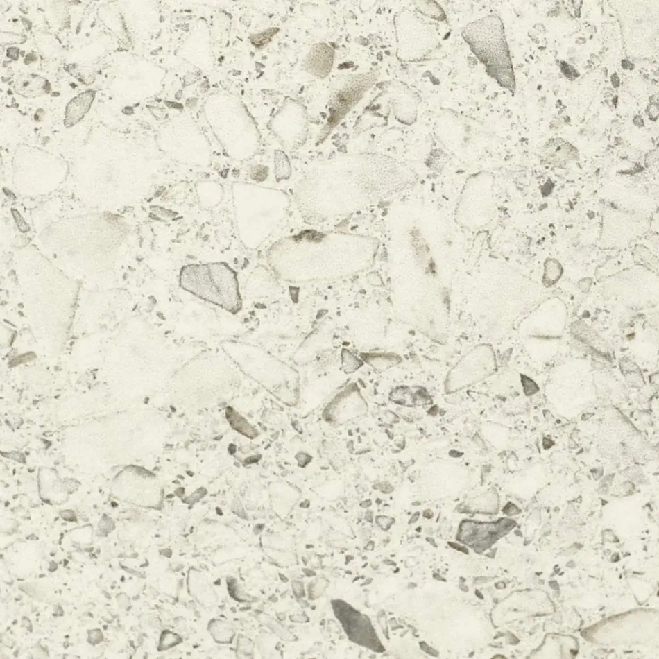 Tavolo Rotondo da Esterno in Ceramica Terrazzo White Made in Italy - Pegaso Viadurini